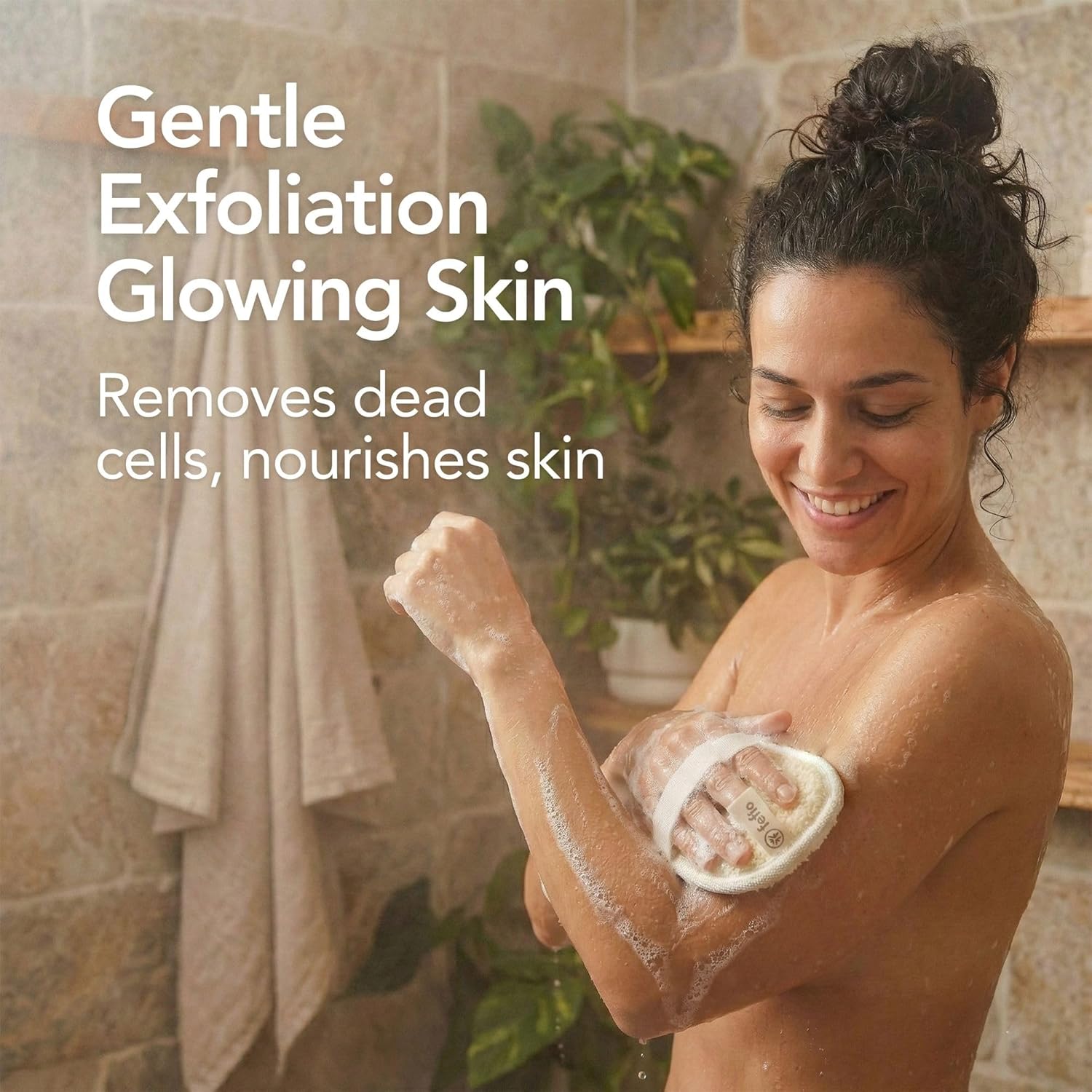 Natural Loofah Sponge for Body Scrub, Exfoliating Body Scrubber & Loofah with Handle, Exfoliating Pads, Loofah for Women, Men & Kids (2 Count - 1 Pack, Oval) - Image 2