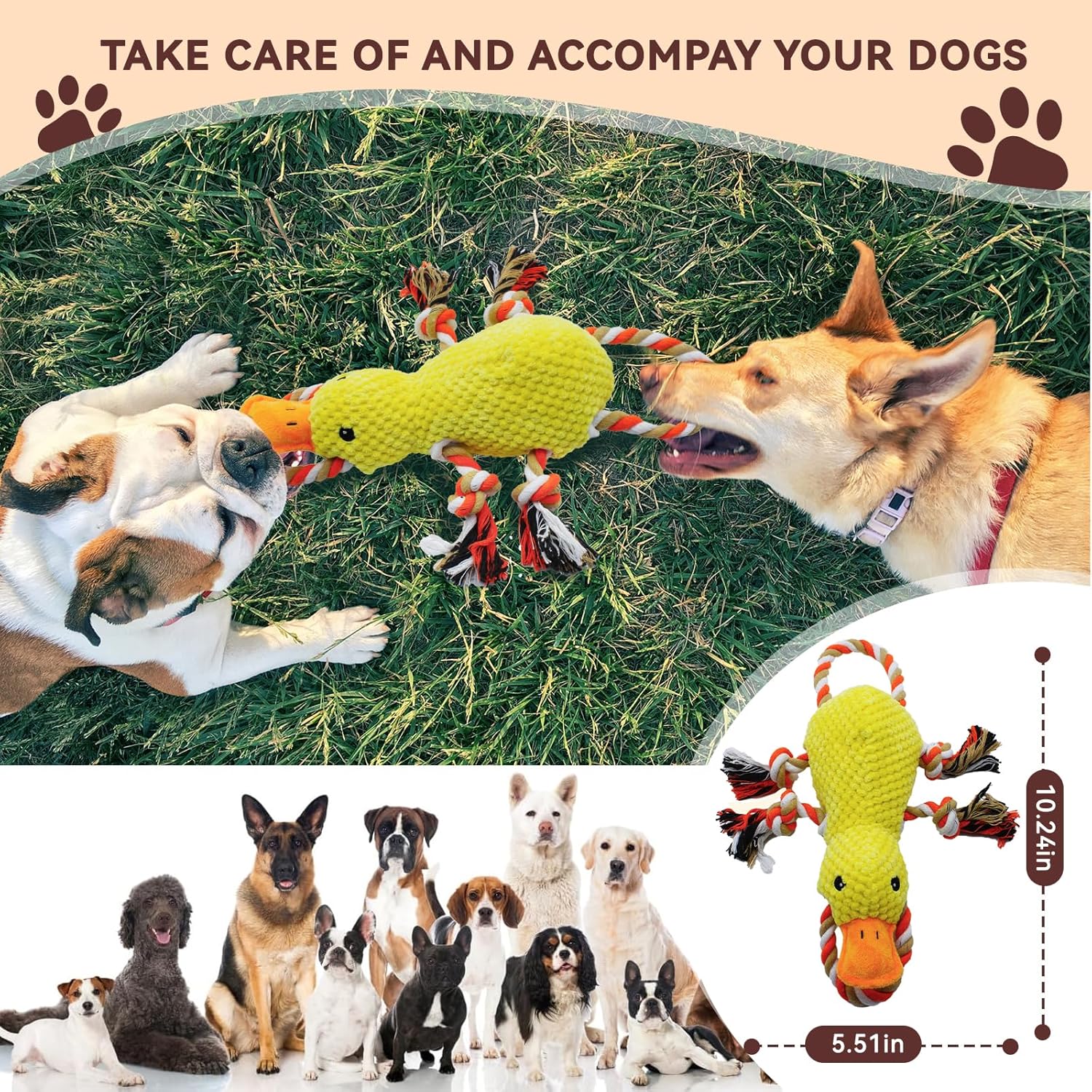 Tug of War Dog Toy, Squeaky Dog Toys Interactive Duck Puppy Toys to Keep Them Busy - Image 2
