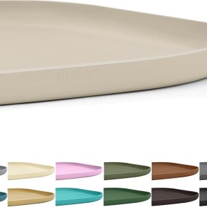 Small Silicone Pet Food Mat with Raised Edge for Food and Water Bowl, Square Dog Feeding Mats, Cat Food Trays for Floor Waterproof, Rubber Tray for Dogs and Cats, 12 x 12 x 0.7 Beige