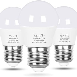Vgogfly LED Refrigerator Light Bulb 40W Equivalent 120V A15 Fridge Waterproof Bulbs 5W Daylight White 5000K E26 Medium Base Freezer Home Lighting Lamp Non-dimmable(Daylight 3 Pack)