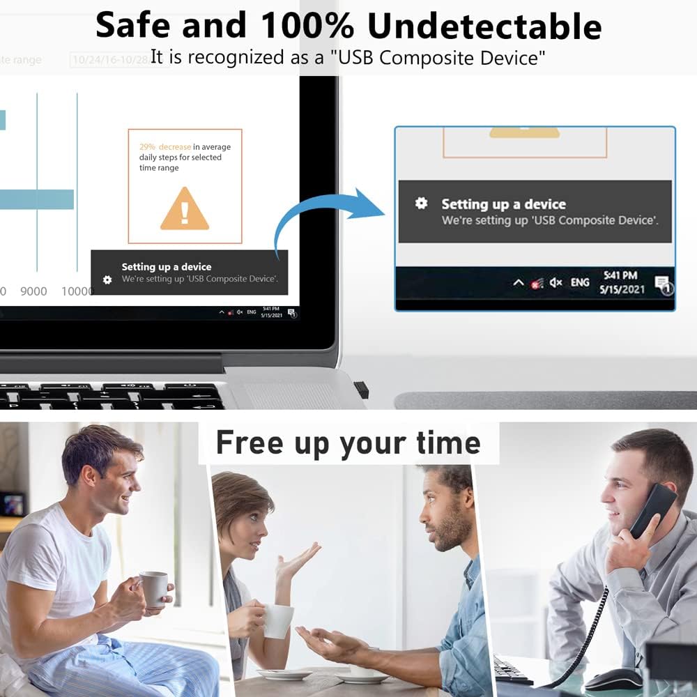 AUEDROT Mouse Jiggler Undetectable USB Mouse Mover NO Software Required for Computer, Automatic Mini Mouse Shaker Driver-Free Mouse Movement Simulator Keep Computer/Laptop Awake, Plug & Play (1 PCS) - Image 2