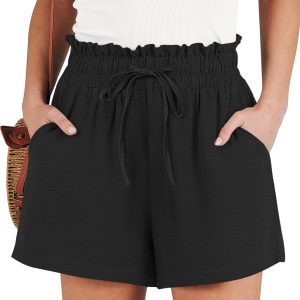 ANRABESS Shorts for Women Summer Casual High Waisted Wide Leg Drawstring Lounge Shorts Comfy 2026 Beach Vacation Clothes