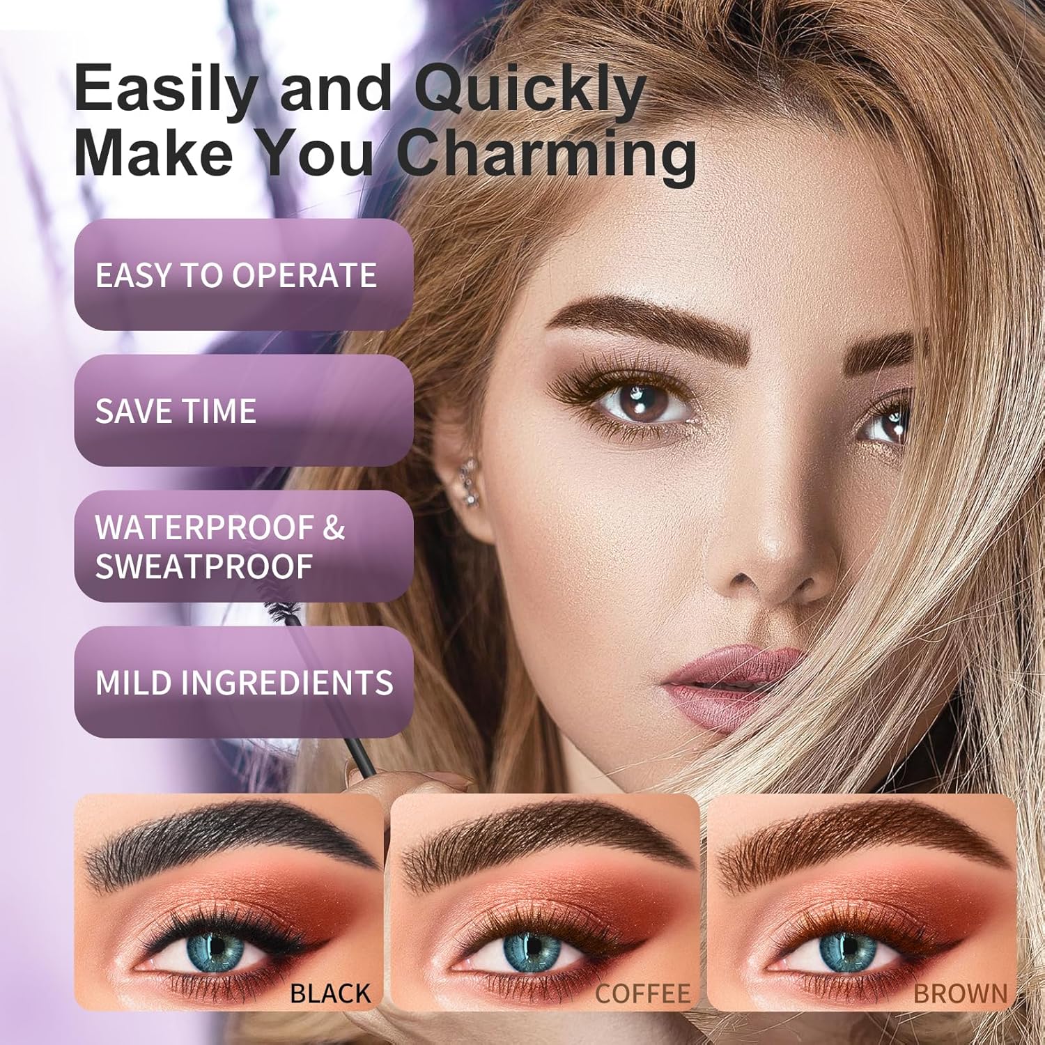 Eyelash & Eyebrow Color Kit, Black Lash & Brow Color Kit, Instant Eyebrow Coloring Set with Natural Bushy Results, Easy Use & Salon at Home, 7ml, Coffee - Image 2