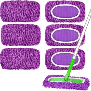 Reusable Microfiber Mop Pads (6 Pack Purple)